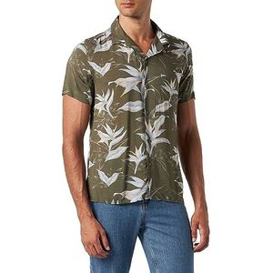 Schott NYC Shrivera Casual Shirt voor heren, Khaki Bladeren, M