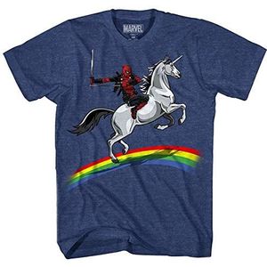 Marvel Comics Deadpool Shirt Deadpool Riding Unicorn op Rainbow T-shirt (XL)
