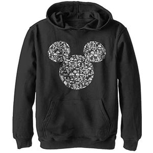 Kids' Disney Classic Mickey Icons Fill Youth Pullover Hoodie, Black, Small, zwart, S