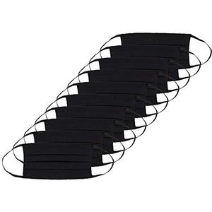 Oscar Apparels Herbruikbaar gezichtsmasker, 100% BCI-katoen met elastische lus, volwassenen, 10 stuks, Zwart, 10 count (Pack of 1)