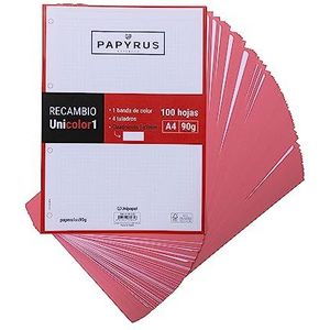 Unipapel 53392251 vervangende vellen 100 vellen A4, geruit 5 x 5, rood lint, PaperClas90g, Papyrus - Unicolor 1