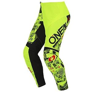 O'NEAL Enduro MX Motocross broek voor kinderen, stretch-inzetstukken, volledig gevoerd, rubberen bekleding voor extra bescherming, Element Youth Pants Attack V.23, neongeel/zwart, 12 jaar