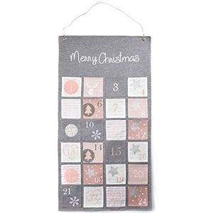 Heitmann Deco Stoffen adventskalender Merry Christmas - moderne adventskalender om te vullen en op te hangen - grijs roze wit