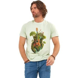 Joe Browns Heren Nature and Music Graphic T-shirt met korte mouwen en ronde hals, groen, L, Groen, L
