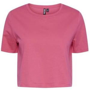 PIECES Pcsara Ss Short Tee Noos T-shirt voor dames, roze (hot pink), XS
