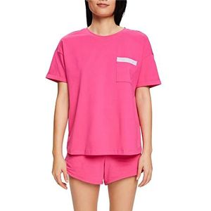 ESPRIT Dames Cotton Holiday Nw Ocs S.Shirt Ss Pyjama Top, roze Fuchsia, 38
