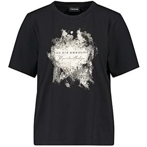 Taifun Dames 271053-16414 T-shirt, zwart patroon, 40