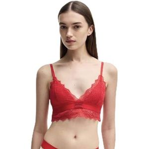 HUGO Driehoek gewatteerde kant voor dames, Rood, M