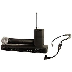 Shure BLX1288/SM35 UHF Draadloos microfoonsysteem, perfect voor kerk, karaoke, podium, 14 uur batterijduur, 100 m bereik, bevat hand- en headset-microfoons, dual-channel-ontvanger, K3E-band