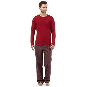 Calvin Klein Onderwear heren tweedelige pyjama Holiday PJ SET - PANT W L/S CREW, Rood (Dr/Rb Strp Dr Ire), M