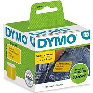 DYMO originele LabelWriter grote verzendlabels/naambadges | 54 mm x 101 mm | zwart op geel | Rol van 220 Easy-Peel-labels | zelfklevend | voor LabelWriter labelmakers
