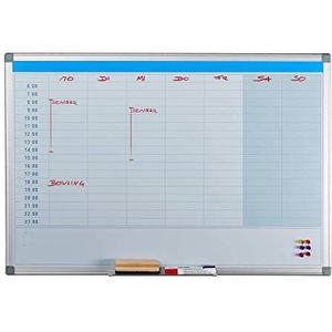 Relaxdays whiteboard planner, dagplanner, magnetisch, pennenbakje, muur, kantoor, thuis, magneetbord, 60x90 cm, wit