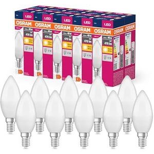 OSRAM LED STAR VALUE KLASSISK B40 LED LAMP TIL E14 SOCKEL, CANDEFORM, FR, 470 LUMENS, VARM HVID (2700K), Udskiftning til konventionelle 40W pærer, ikke dæmpbar, 10-pack
