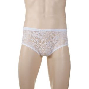 Male Power Stretch Lace Mini Short - boxershorts in debranders techniek - wit - maat S