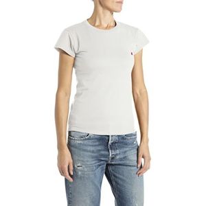 REPLAY Dames Skinny Fit Basic T-shirt van katoen, 011, natuurlijk wit., L