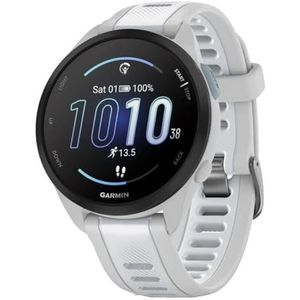 Garmin Forerunner 165, Lichtgewicht GPS hardloophorloge, AMOLED Beeldscherm, Nauwkeurig tempo, afstand en hartslag, aanpasbare trainingsschema's, tot 11 dagen batterij, Whitestone