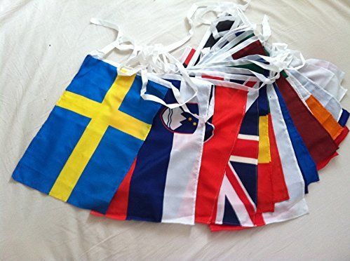 AZ FLAG - European Union 27 countries Bunting Flag - 55 Ft Garland with 27 Small UE members Flags 18'' x 12'' - 100% Polyester String Pennant - 17 meters