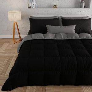 PETTI Artigiani Italiani - Dekbed voor tweepersoonsbed, tweepersoonsbed, eenkleurig, dubbelzijdig, zwart, 100% Made in Italy