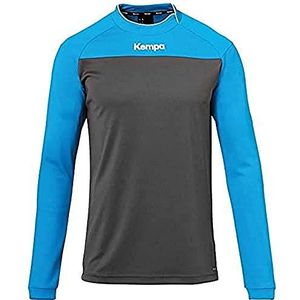 Kempa Prime Longsleeve T-shirt, asymmetrische kraag, heren, antraciet, blauw, XXL