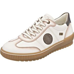 REMONTE - Sneakers Laag - Crème / Bruin - Leer - Vetering en Ritssluiting