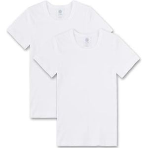 Sanetta Jongens Onderhemd (dubbelpak) | Hoogwaardig en duurzaam katoenen onderhemd voor jongens. Inhoud: set van 2 ondergoed voor jongens, wit, 92 cm