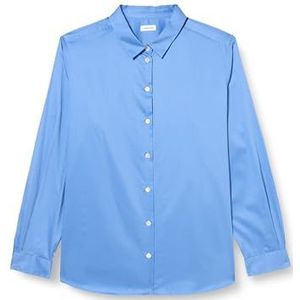 Seidensticker Damesblouse, modieuze blouse, regular fit, hemdblousekraag, lange mouwen, 100% katoen, blauw, 46