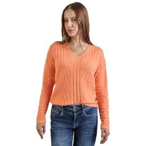 STREET ONE Trui met V-hals, Peachwood Orange Melange, 34