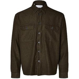 Selected Homme Vrijetijdshemd voor heren, SLHMASON-Twill Overshirt, relaxed fit, Forest Night, S