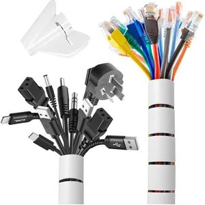Romon Kabelslang, 2 stuks, 22-28 mm x 3 m, spiraalslang, kabelorganizer met 1 kabelclip, kabelgoot flexibel kabelmanagement voor tv, pc