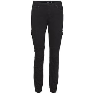 Vero Moda Vmivy Mr Enkle Cargo Jeans Color Noos Jeans dames, Black/Detail:washed, XS / 34L