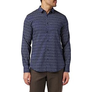 Armani Exchange Heren Regular Fit, bedrukt Outline logo, shirt met lange mouwen, blauw, XL