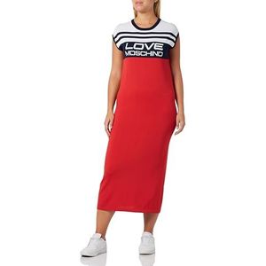 Love Moschino Dames mouwloos lange jurk, rood blauw wit, 44, rood blauw en wit, 44