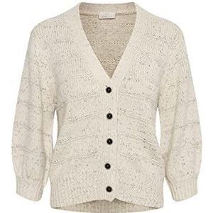 KAFFE Gebreide sweater met lange mouwen voor dames, Gebroken wit/zwart melange, XL
