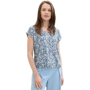 TOM TAILOR T-shirt voor dames, 36410 - Navy Leaf Print, XXS