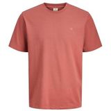 JACK & JONES - Shirt - Lichtrood - Ronde Hals - Kwartmouw