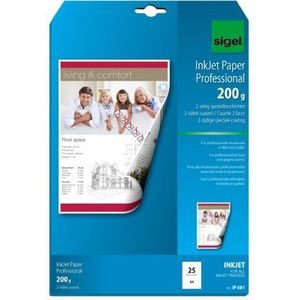 SIGEL IP681 InkJetpapier, A4, 25 vellen, 2-zijdig speciaal gecoat mat, hoogwit, aan beide zijden bedrukbaar, 200 g