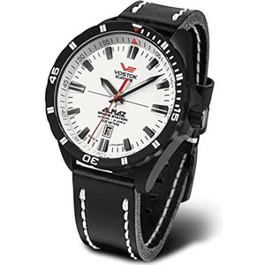 Vostok Europe Heren analoog automatisch horloge met lederen armband NH35-320C680, zwart, Riemen.