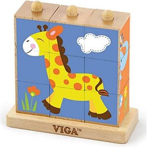 VIGA 50834 Toys-fotokubus, puzzel-wilde dieren, meerkleurig