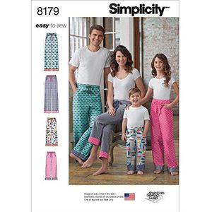 Simplicity patroon: 8179 kind, tieners en volwassenen lounge broek, wit