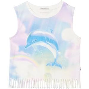 TOM TAILOR Tanktop met dolfijnprint voor meisjes, met franjes, 10315 - Whisper White, 92-98