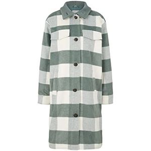 TOM TAILOR Denim Dames Lang overshirt met ruitpatroon 1032677, 30267 - Green Beige Check, L