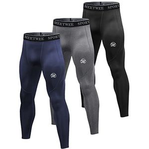 MEETWEE Compressiebroek Heren Sport Leggings Lange Hardloopbroek Ademend Functioneel Ondergoed Tights Ondergoed