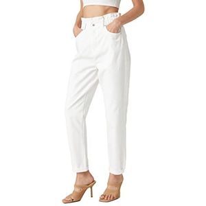 Koton Dames elastische taille denim broek Relax Fit High Waist - Mom Jean, gebroken wit (001), 40
