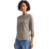 Street One Dames Gestreept basic shirt in Bruin, in size: 34