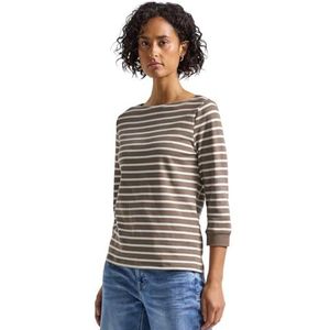 Street One Dames Gestreept basic shirt in Bruin, in size: 34