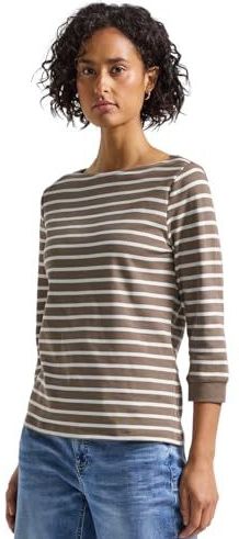Street One Dames Gestreept basic shirt in Bruin, in size: 34
