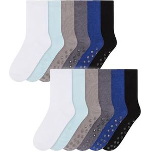 Bramble & Bear Set van 6/12 babysokken, uniseks, antislip babysokken met zachte katoenen constructie, geassorteerd blauw en roze voor kinderen van 0-5 jaar, comfortabel, flexibel, ademend, Assorti