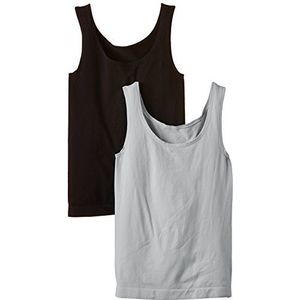 Luigi di Focenza Dames Top 1677, 2-pack, grijs (grijs-zwart 076/001), 42 NL