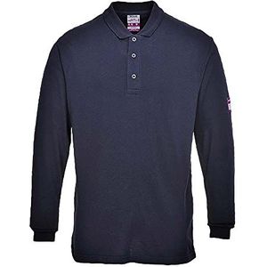 Portwest Vlamvertragende Antistatische lange mouw Polo Shirt Size: M, Colour: Marine, FR10NARM