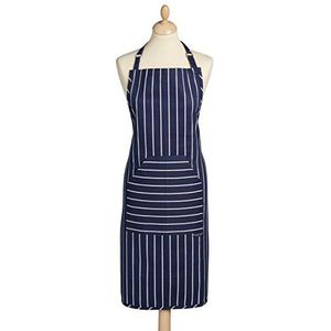 KitchenCraft Keukenschort van apron-100% katoen met verstelbare bandjes, wit/blauw, One Size Past All